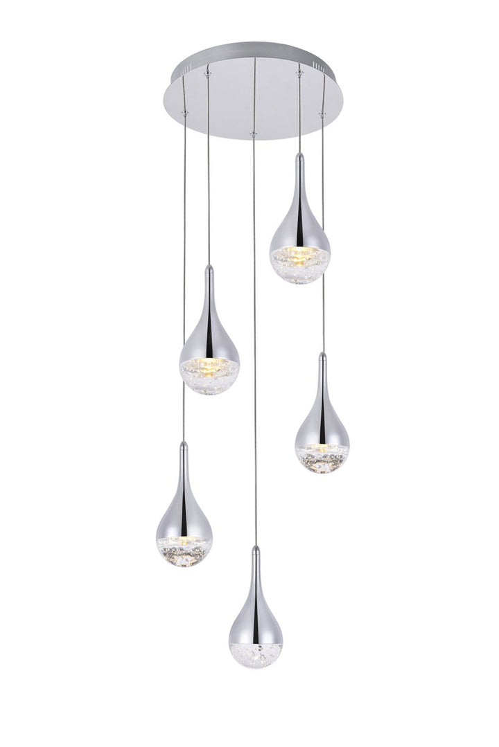 Collection LED 5-light chandelier 15in x 9in chrome finish