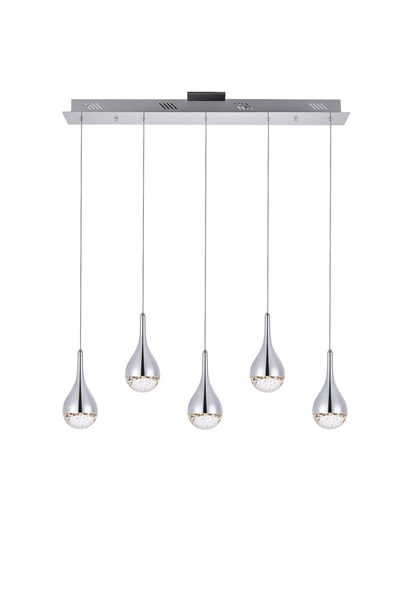 Collection LED 5-light chandelier 34in x 4in x 9in chrome finish by Elegant Lighting