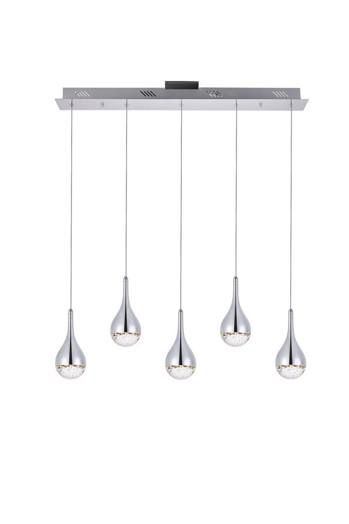 Collection LED 5-light chandelier 34in x 4in x 9in chrome finish by Elegant Lighting