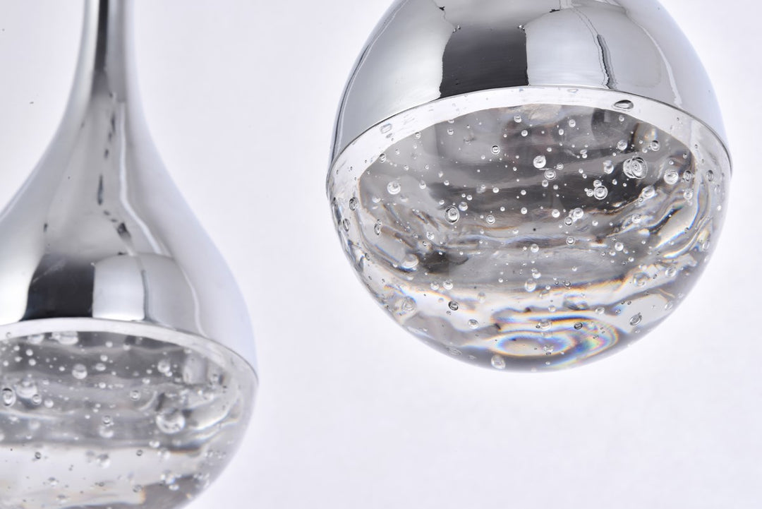 Collection LED 5-light chandelier 34in x 4in x 9in chrome finish