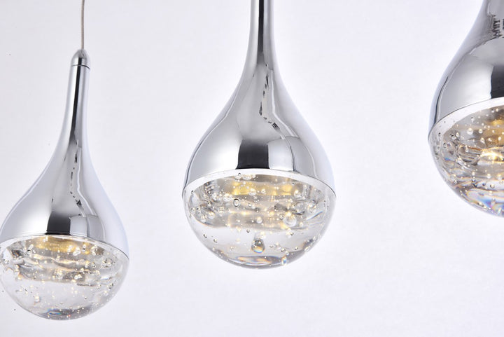 Collection LED 5-light chandelier 34in x 4in x 9in chrome finish