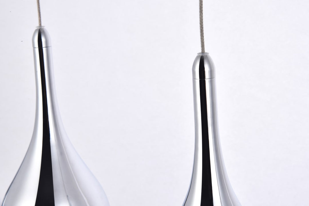 Collection LED 5-light chandelier 34in x 4in x 9in chrome finish