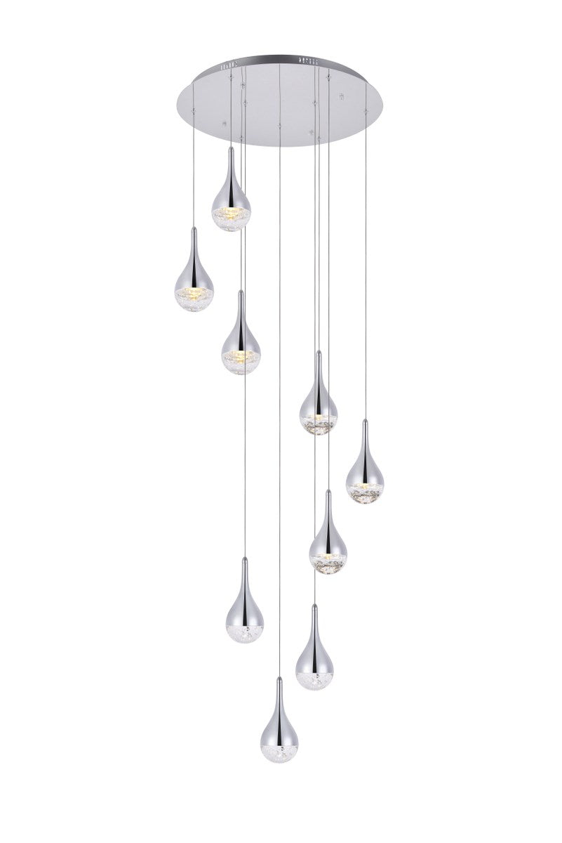 Collection LED 9-light chandelier 24in x 9in chrome finish by Elegant Lighting