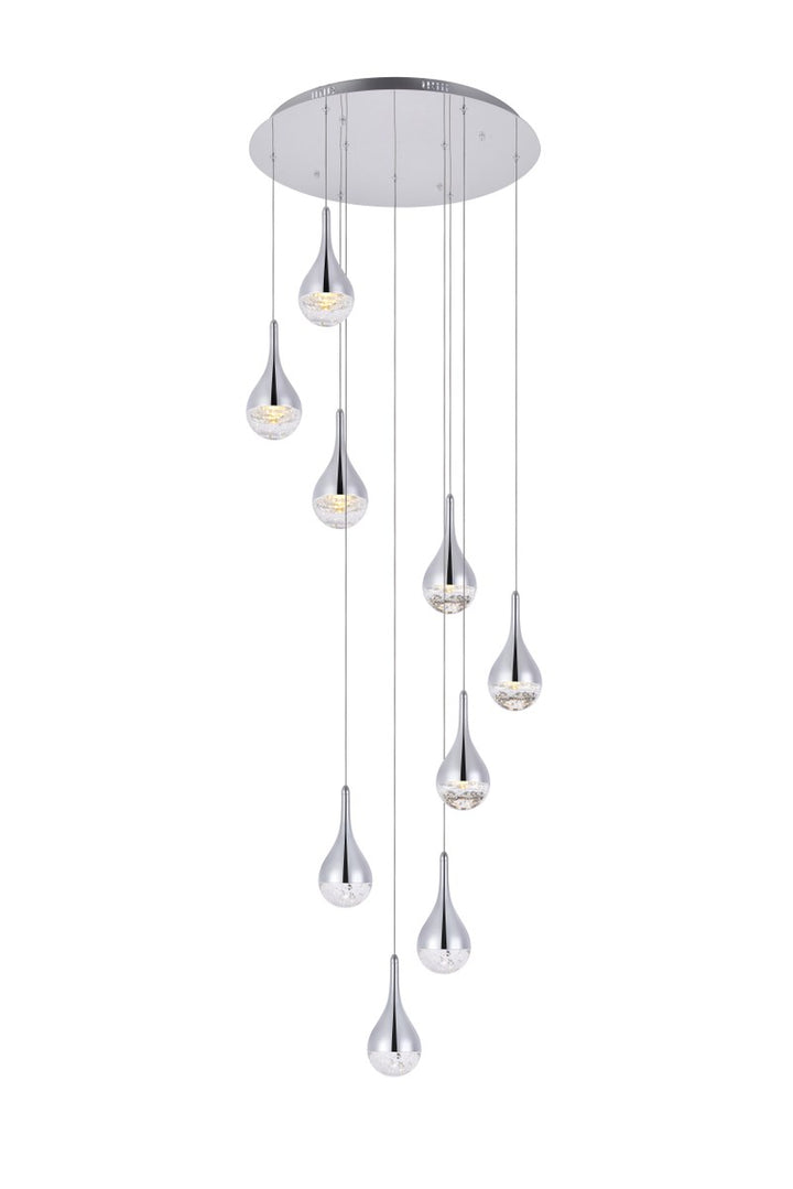 Collection LED 9-light chandelier 24in x 9in chrome finish by Elegant Lighting