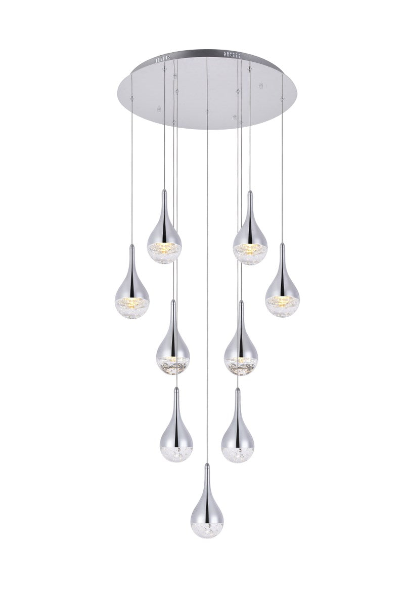 Collection LED 9-light chandelier 24in x 9in chrome finish
