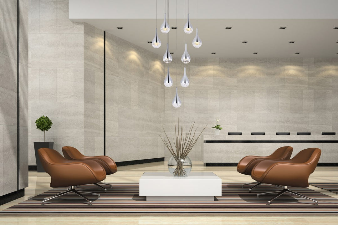 Collection LED 9-light chandelier 24in x 9in chrome finish