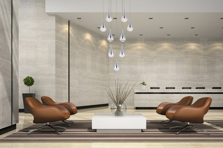 Collection LED 9-light chandelier 24in x 9in chrome finish