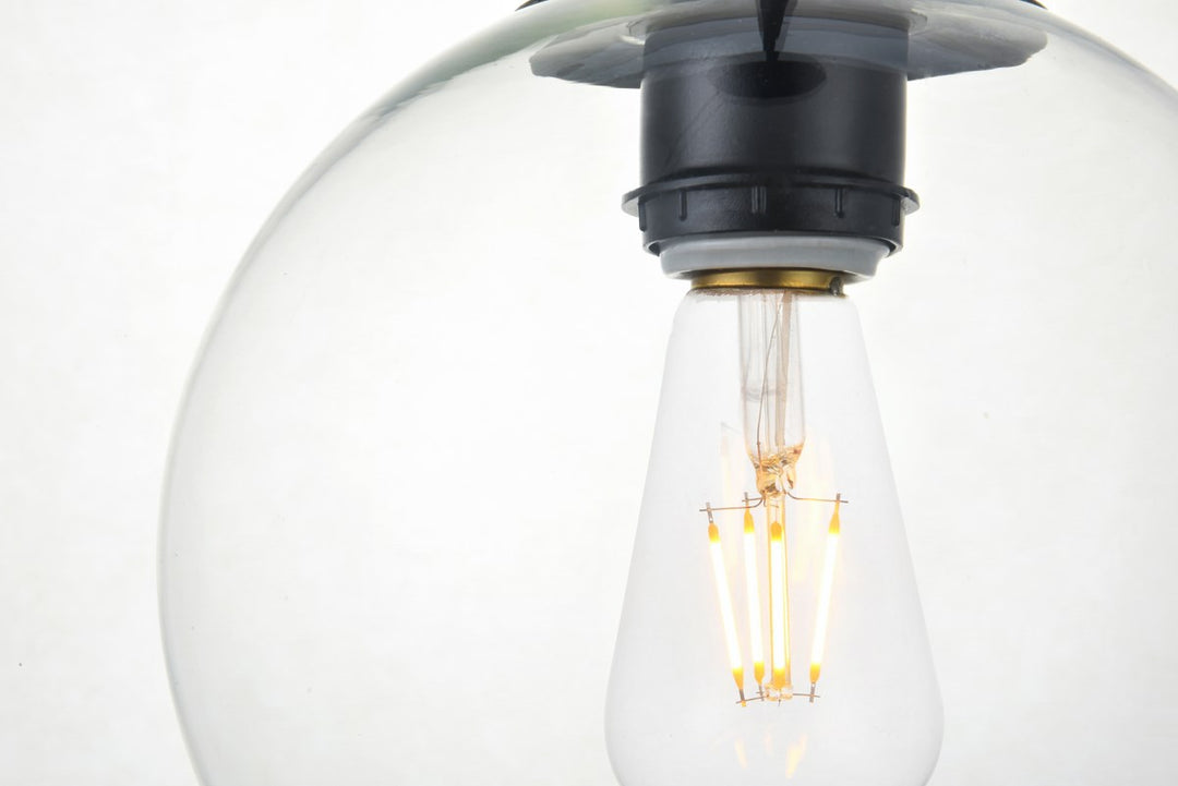 3 Lights Black Pendant With Clear Glass