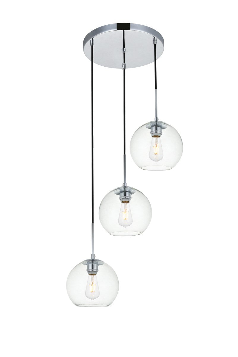 3 Lights Chrome Pendant With Clear Glass