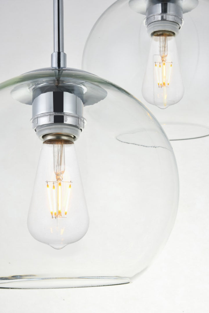 3 Lights Chrome Pendant With Clear Glass