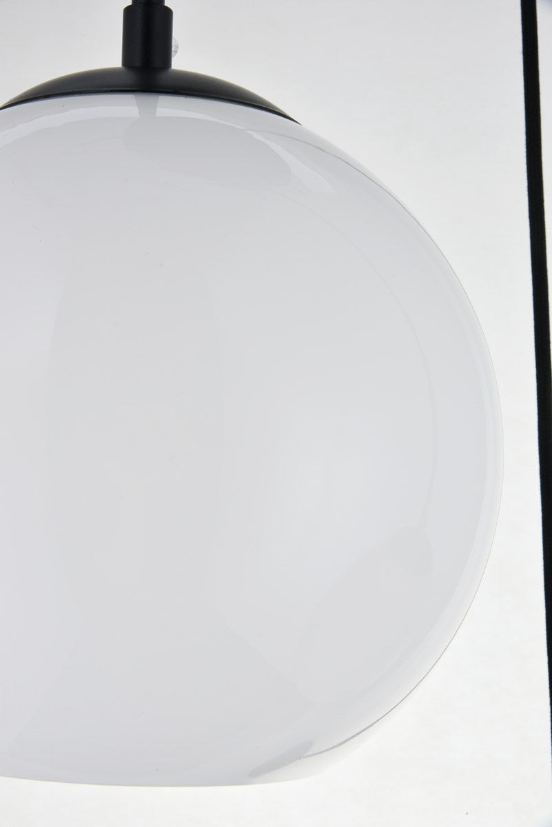 3 Lights Black Pendant With Frosted White Glass
