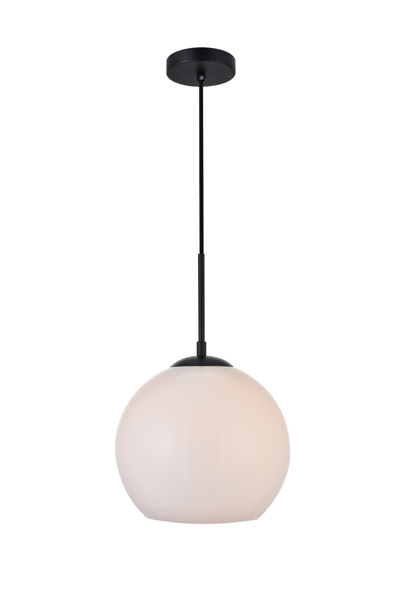 1 Light Black Pendant With Frosted White Glass by Living District
