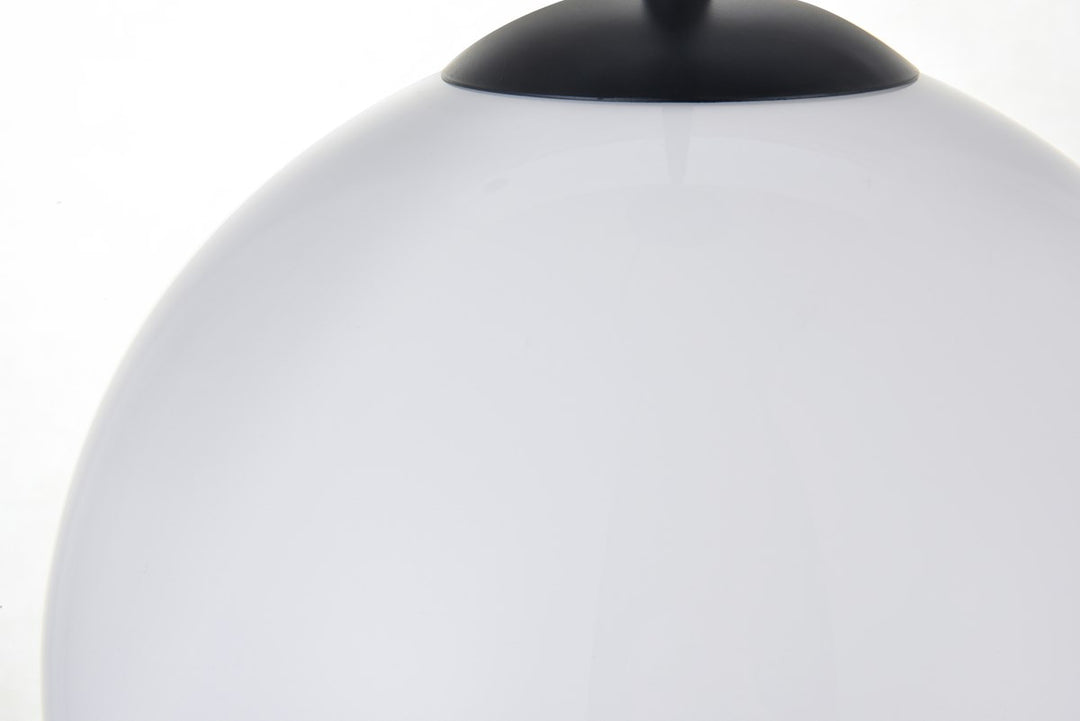 1 Light Black Pendant With Frosted White Glass