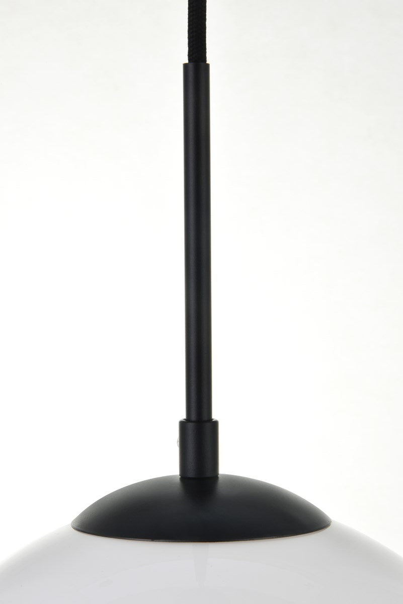 1 Light Black Pendant With Frosted White Glass
