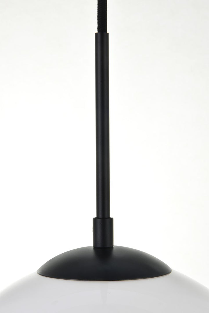 1 Light Black Pendant With Frosted White Glass