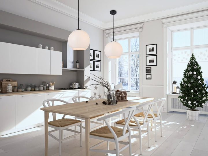1 Light Black Pendant With Frosted White Glass