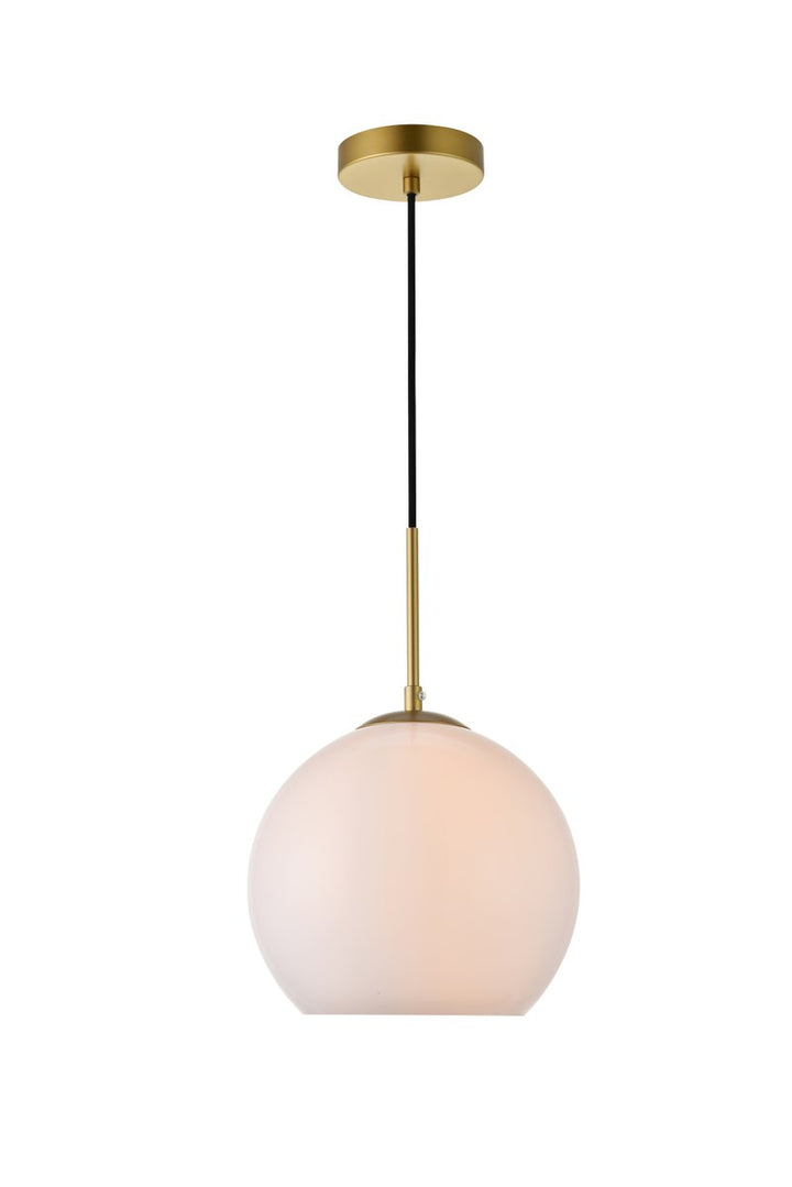 1 Light Brass Pendant With Frosted White Glass by Living District