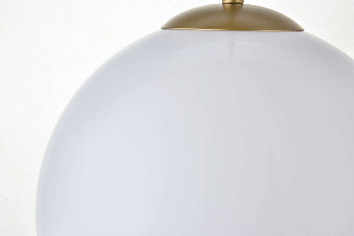 1 Light Brass Pendant With Frosted White Glass