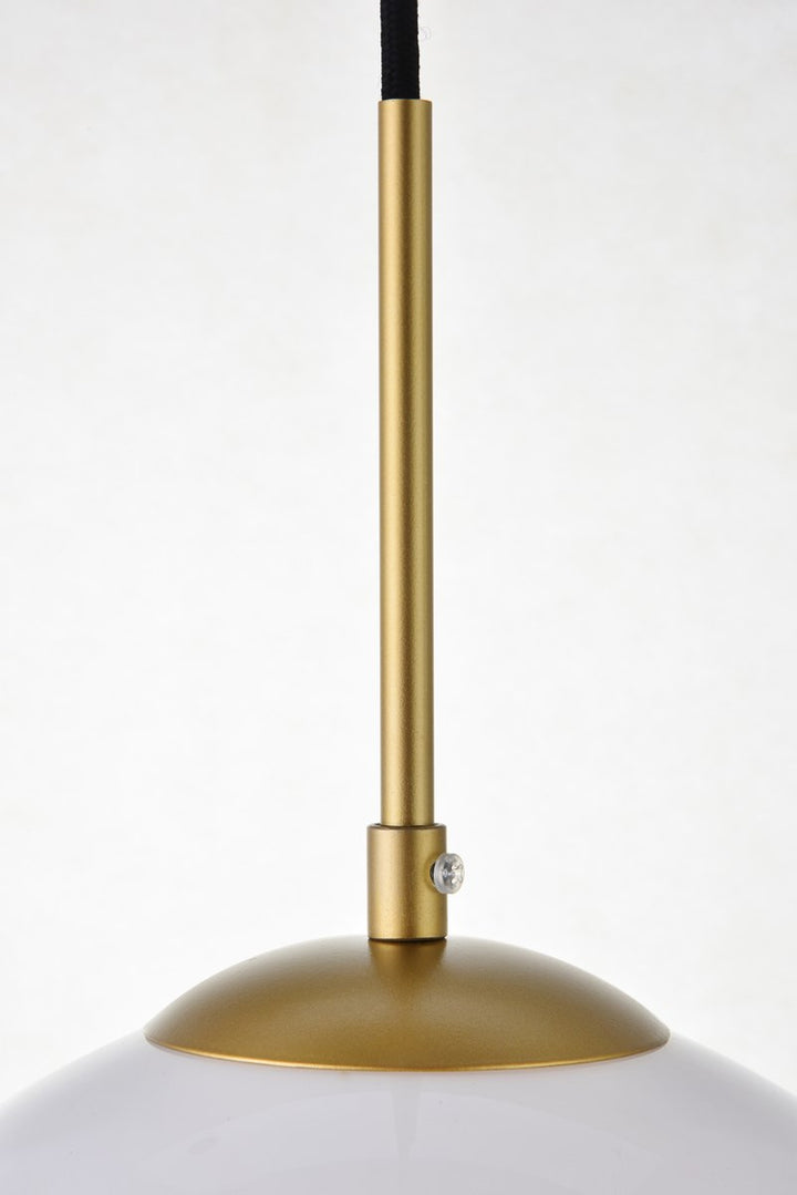 1 Light Brass Pendant With Frosted White Glass