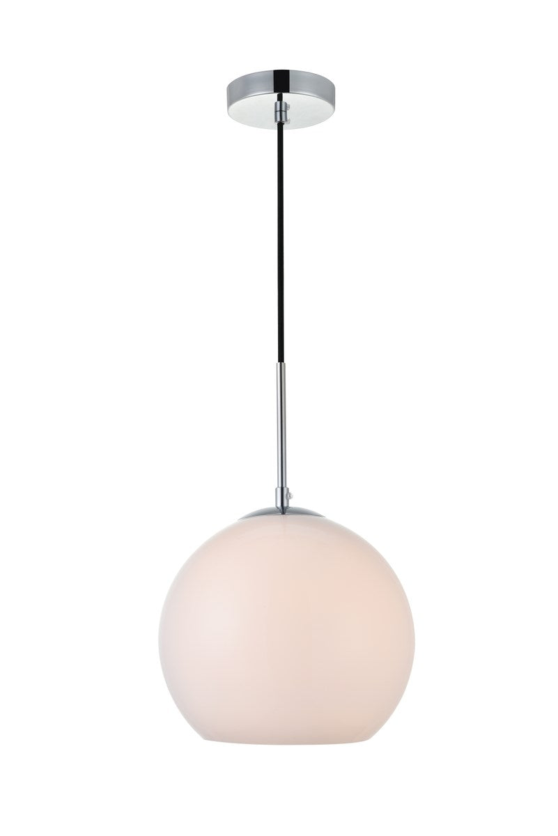 1 Light Chrome Pendant With Frosted White Glass by Living District
