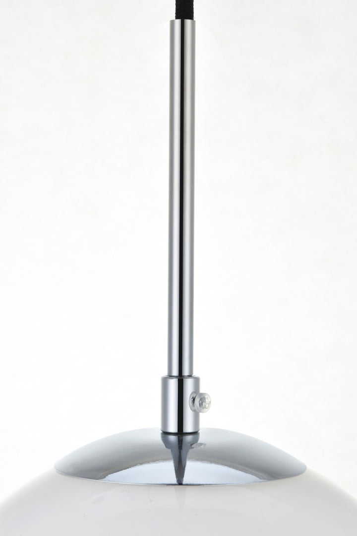 1 Light Chrome Pendant With Frosted White Glass