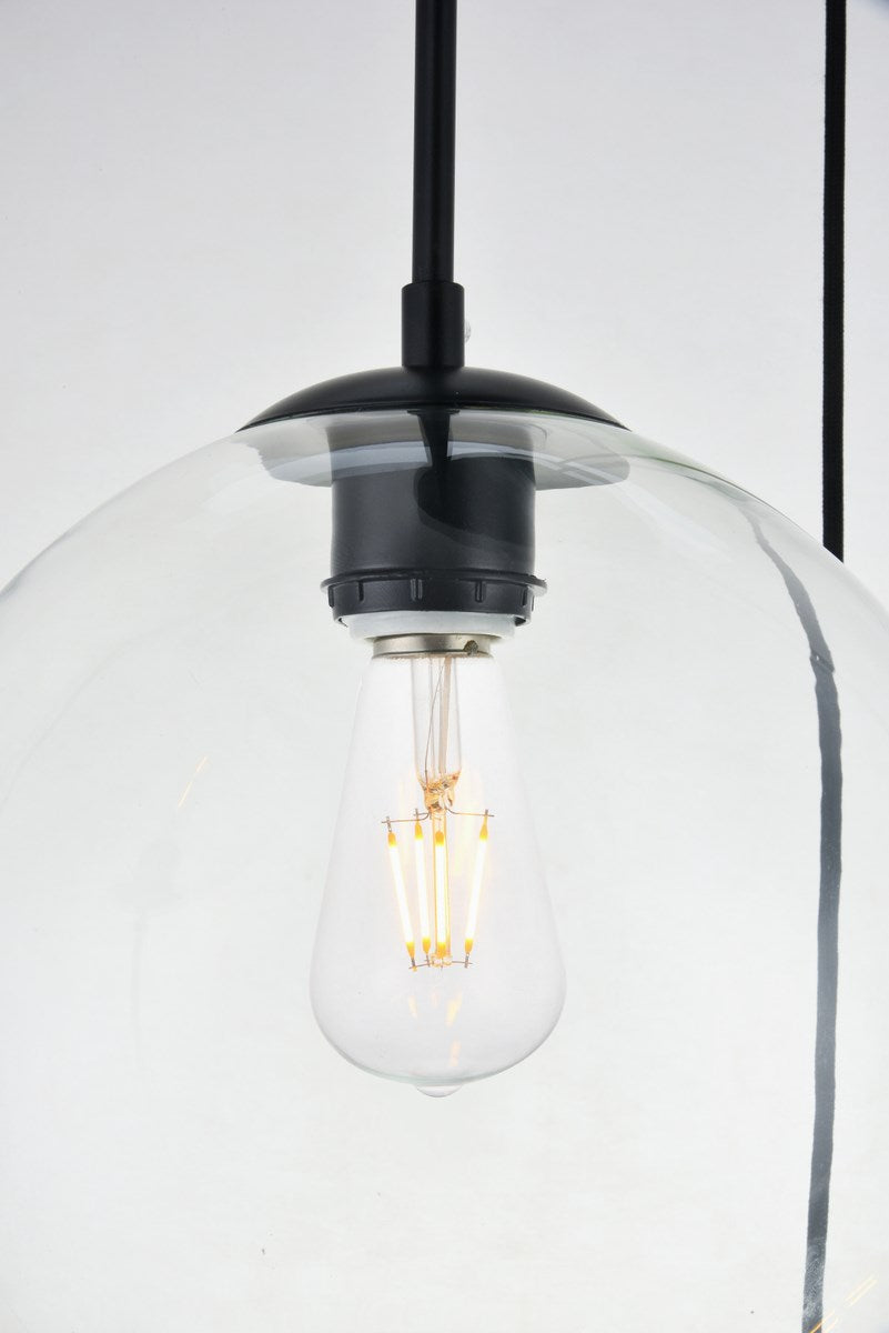 3 Lights Black Pendant With Clear Glass