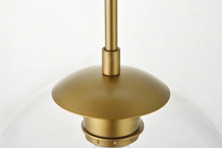 3 Lights Brass Pendant With Clear Glass