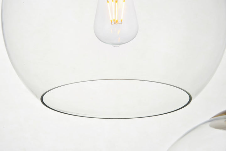 3 Lights Brass Pendant With Clear Glass