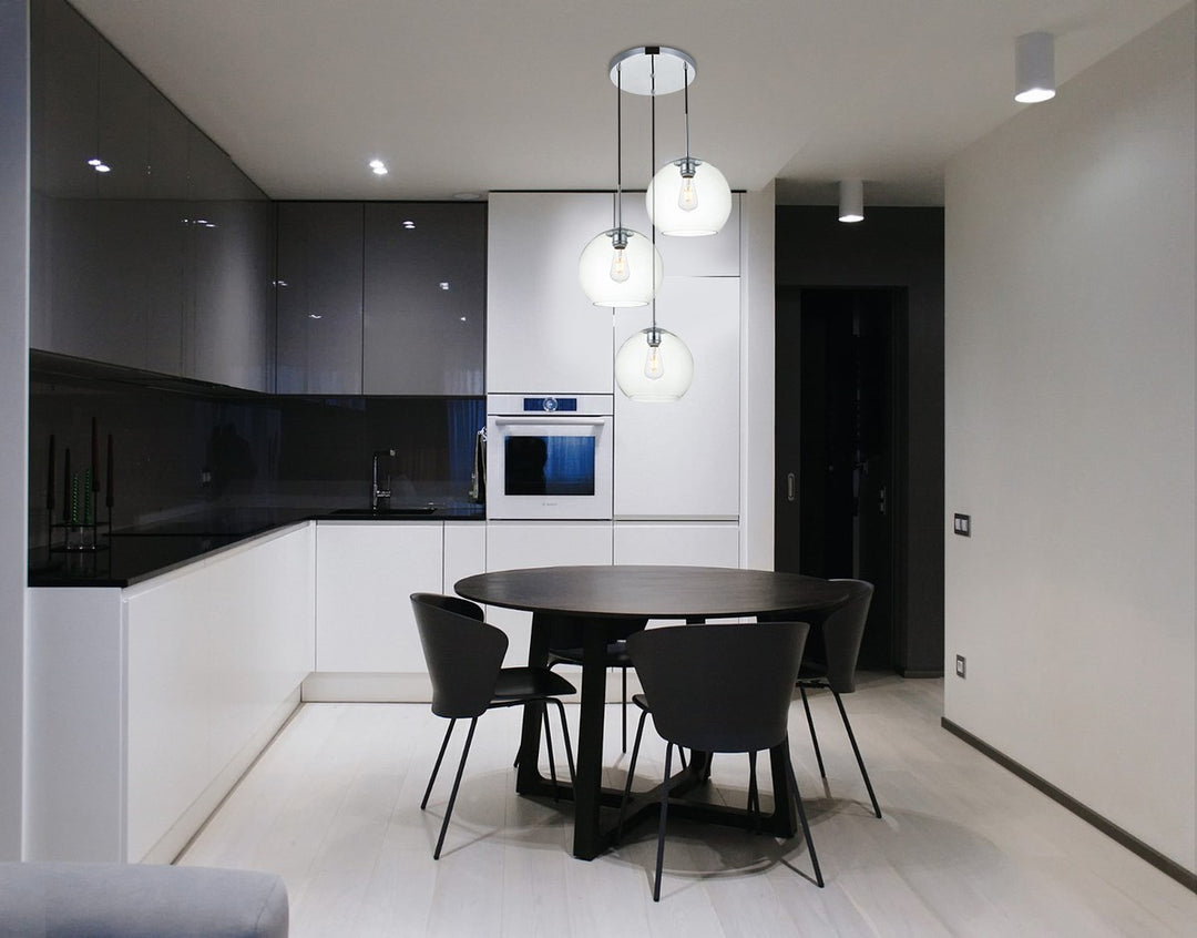 3 Lights Chrome Pendant With Clear Glass