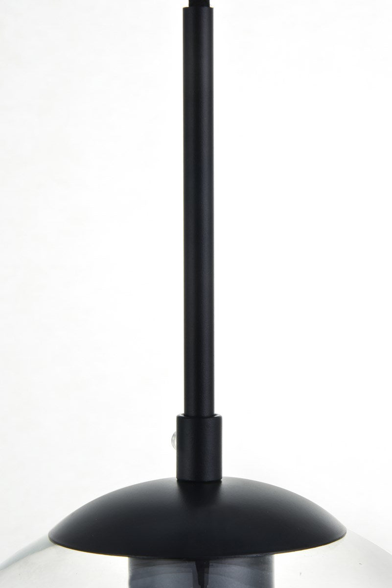 1 Light Black Pendant With Clear Glass