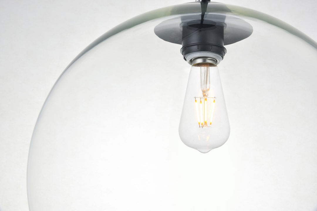 1 Light Black Pendant With Clear Glass