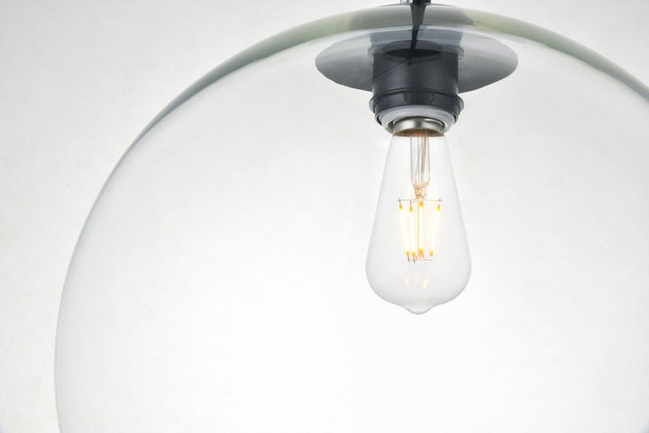 1 Light Black Pendant With Clear Glass