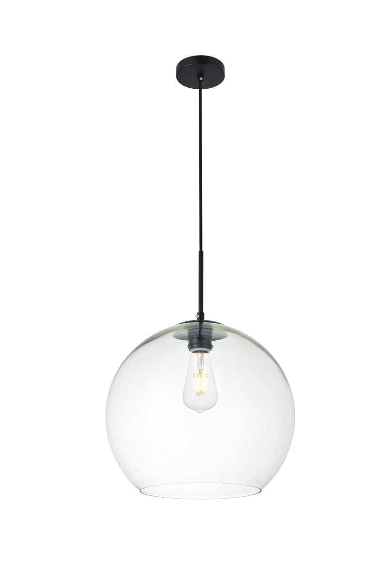 1 Light Black Pendant With Clear Glass