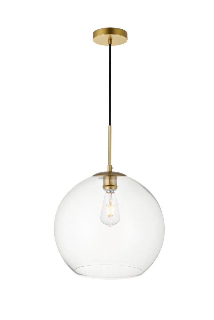 1 Light Brass Pendant With Clear Glass by Living District
