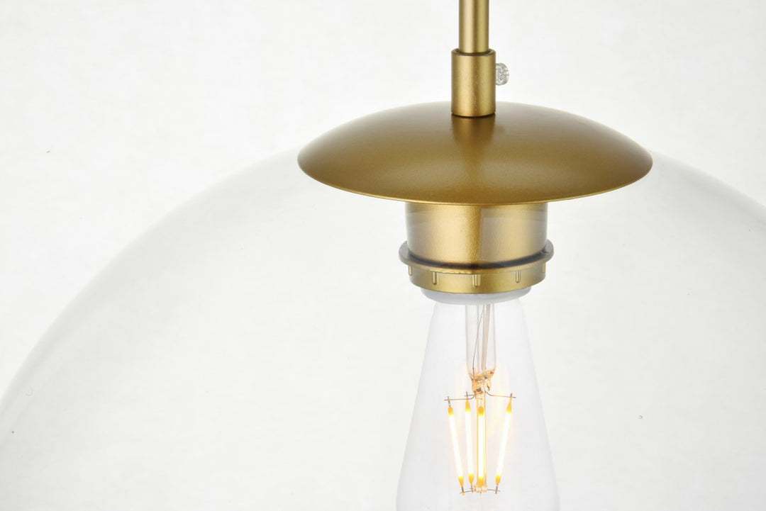 1 Light Brass Pendant With Clear Glass