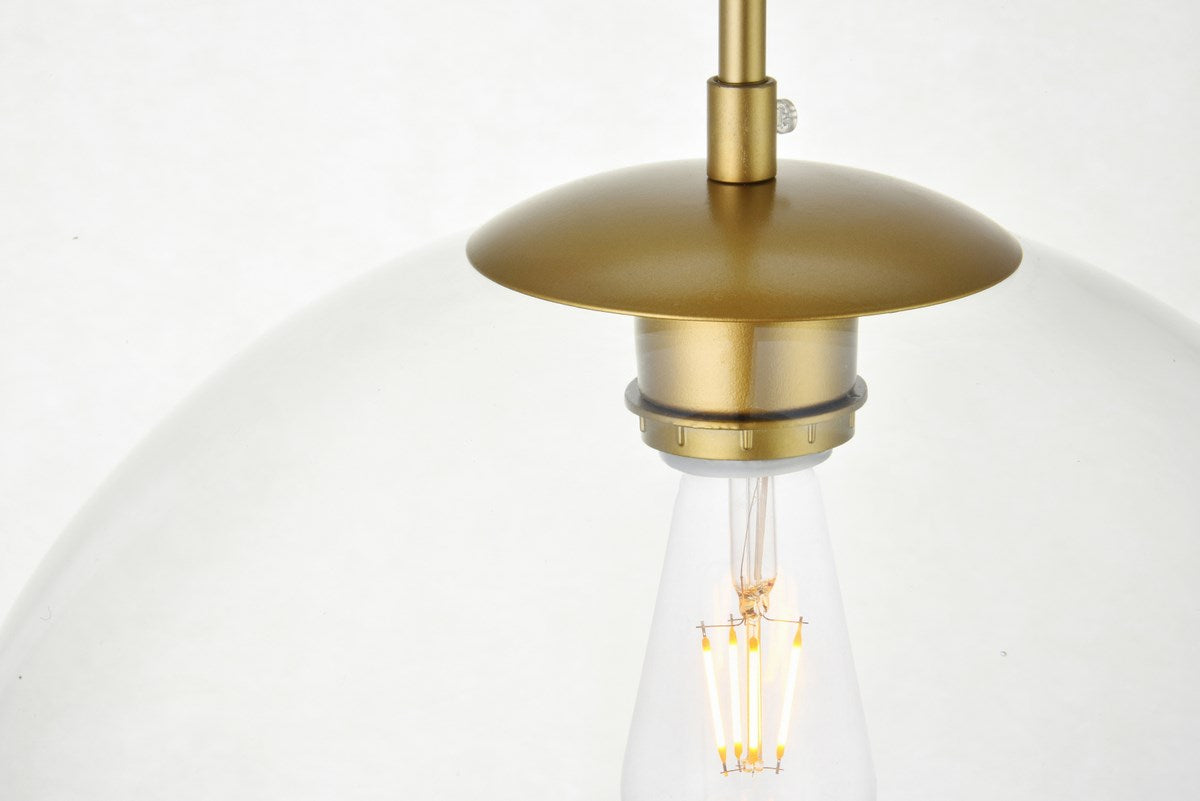 1 Light Brass Pendant With Clear Glass