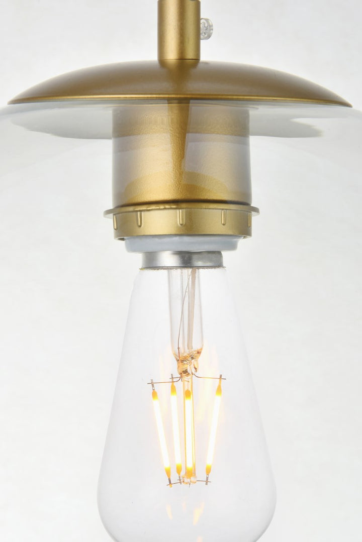 1 Light Brass Pendant With Clear Glass