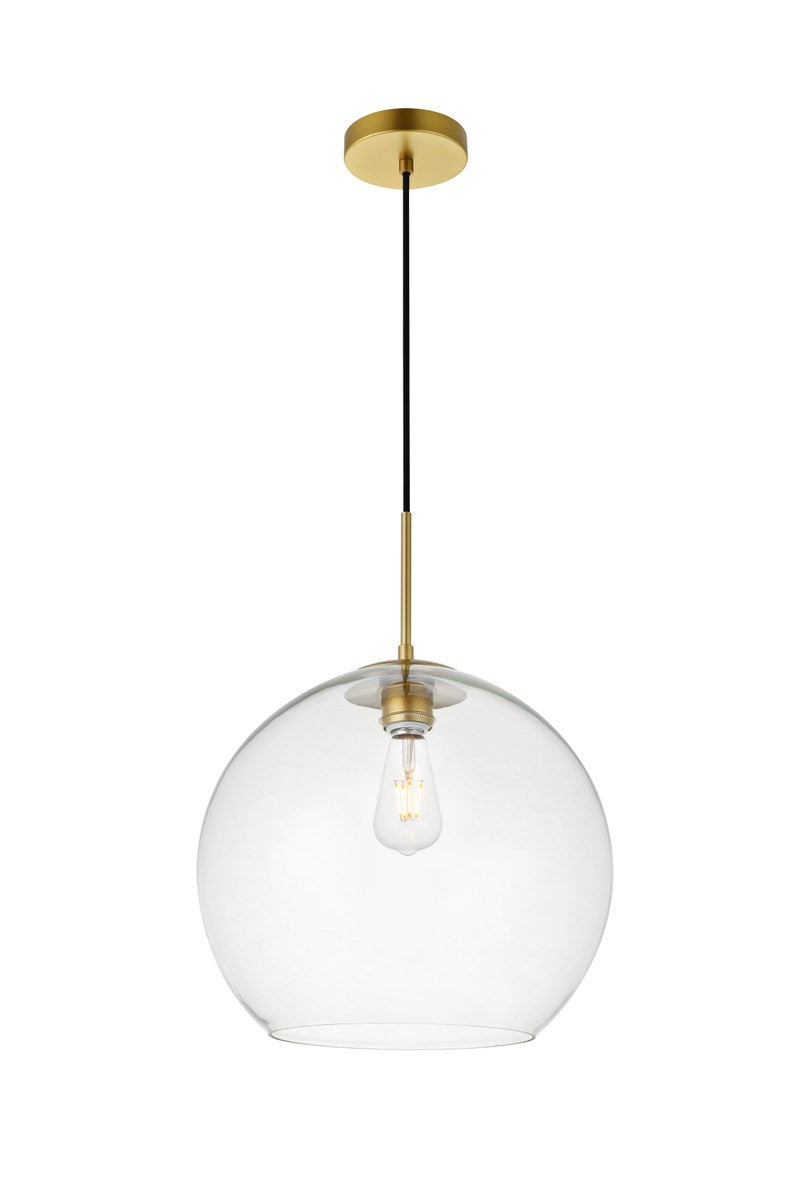 1 Light Brass Pendant With Clear Glass