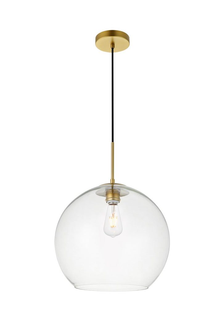 1 Light Brass Pendant With Clear Glass