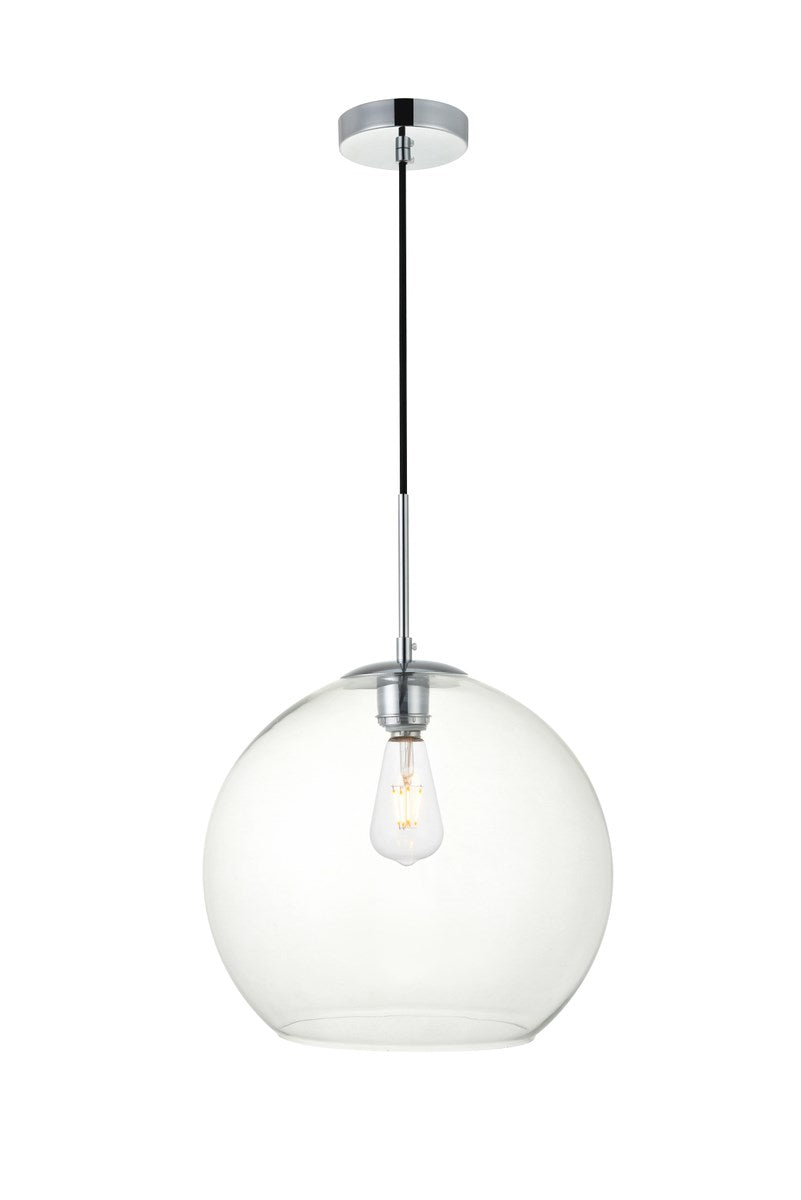 1 Light Chrome Pendant With Clear Glass by Living District