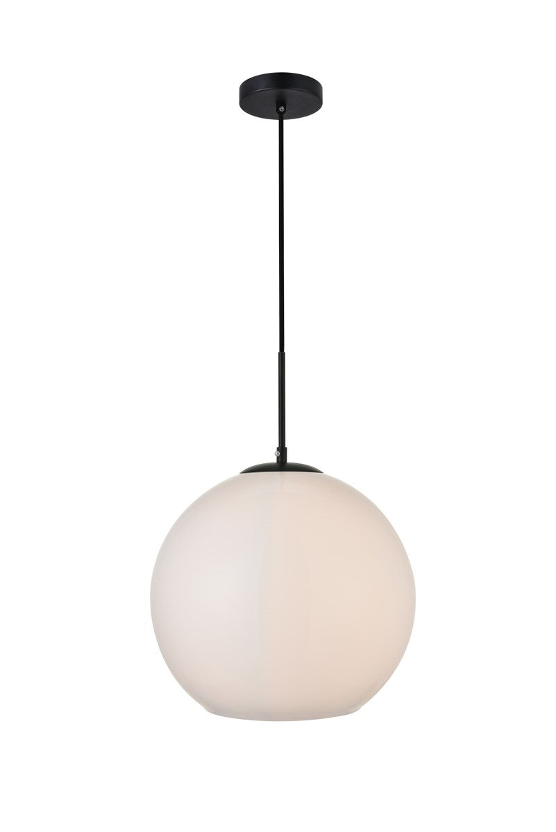 1 Light Black Pendant With Frosted White Glass by Living District