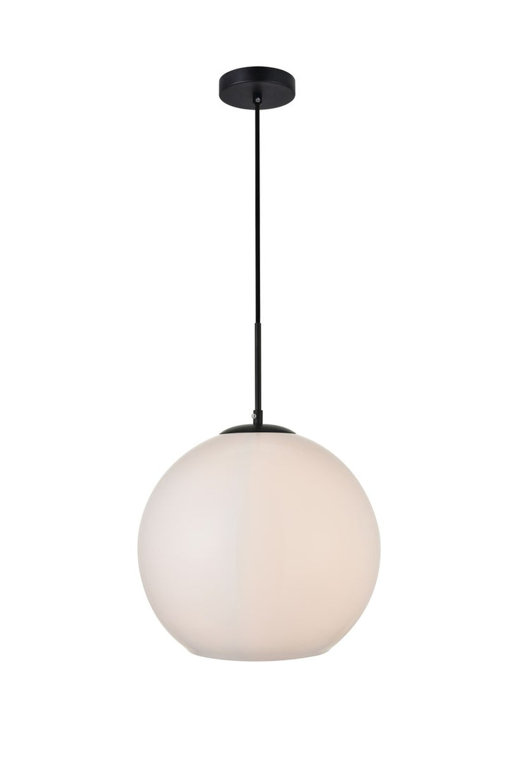 1 Light Black Pendant With Frosted White Glass by Living District
