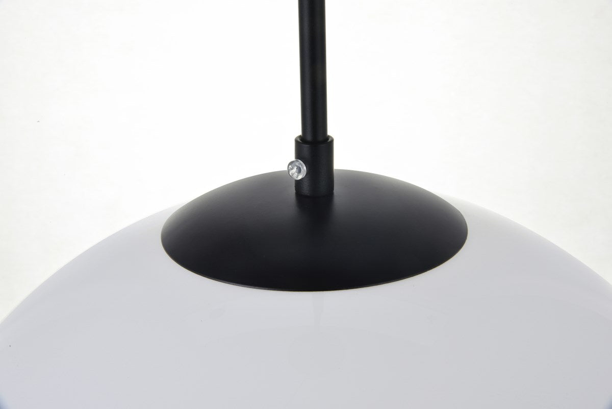 1 Light Black Pendant With Frosted White Glass