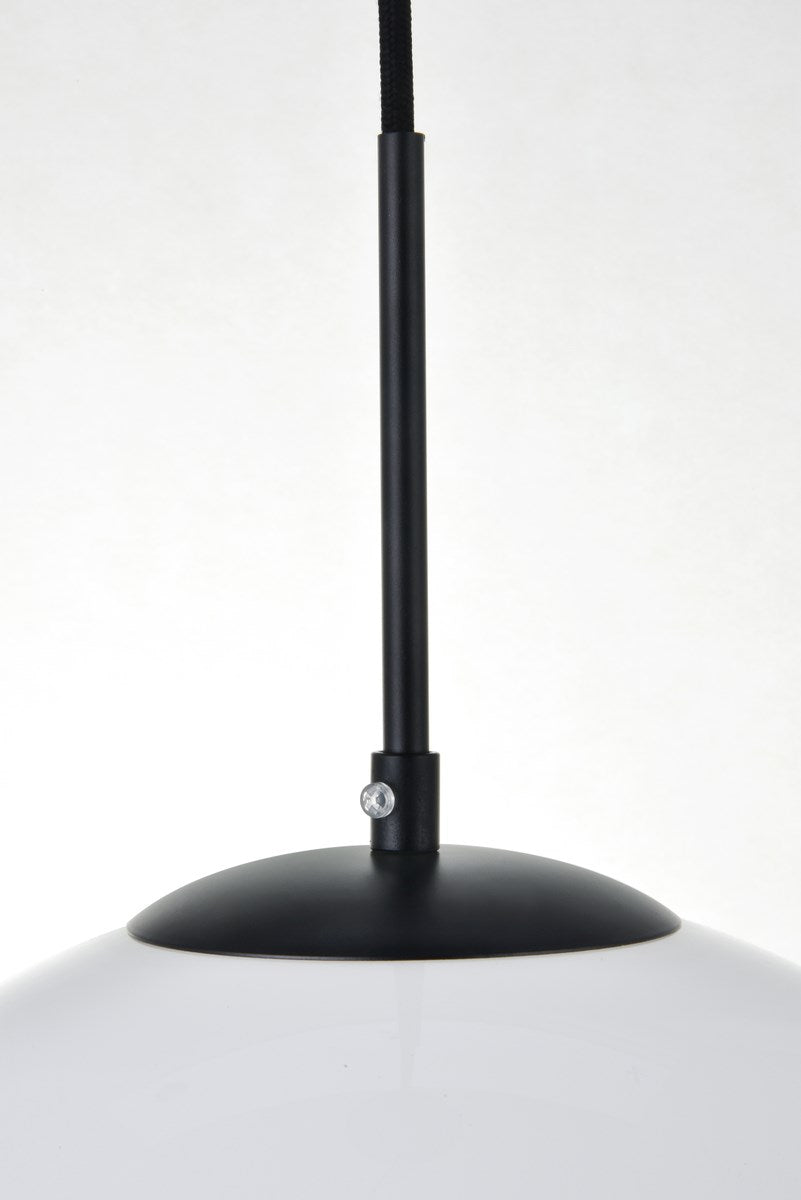 1 Light Black Pendant With Frosted White Glass