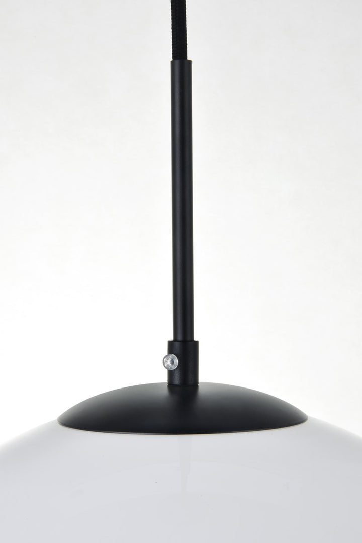 1 Light Black Pendant With Frosted White Glass