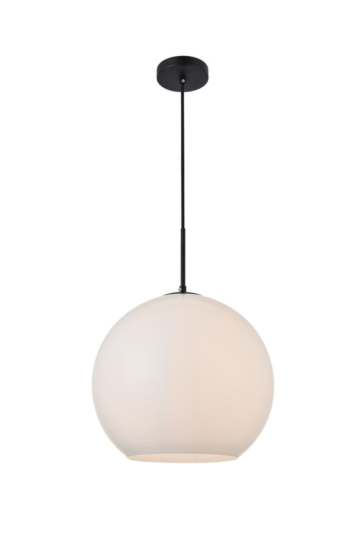 1 Light Black Pendant With Frosted White Glass