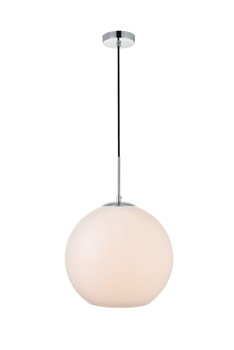 1 Light Chrome Pendant With Frosted White Glass by Living District