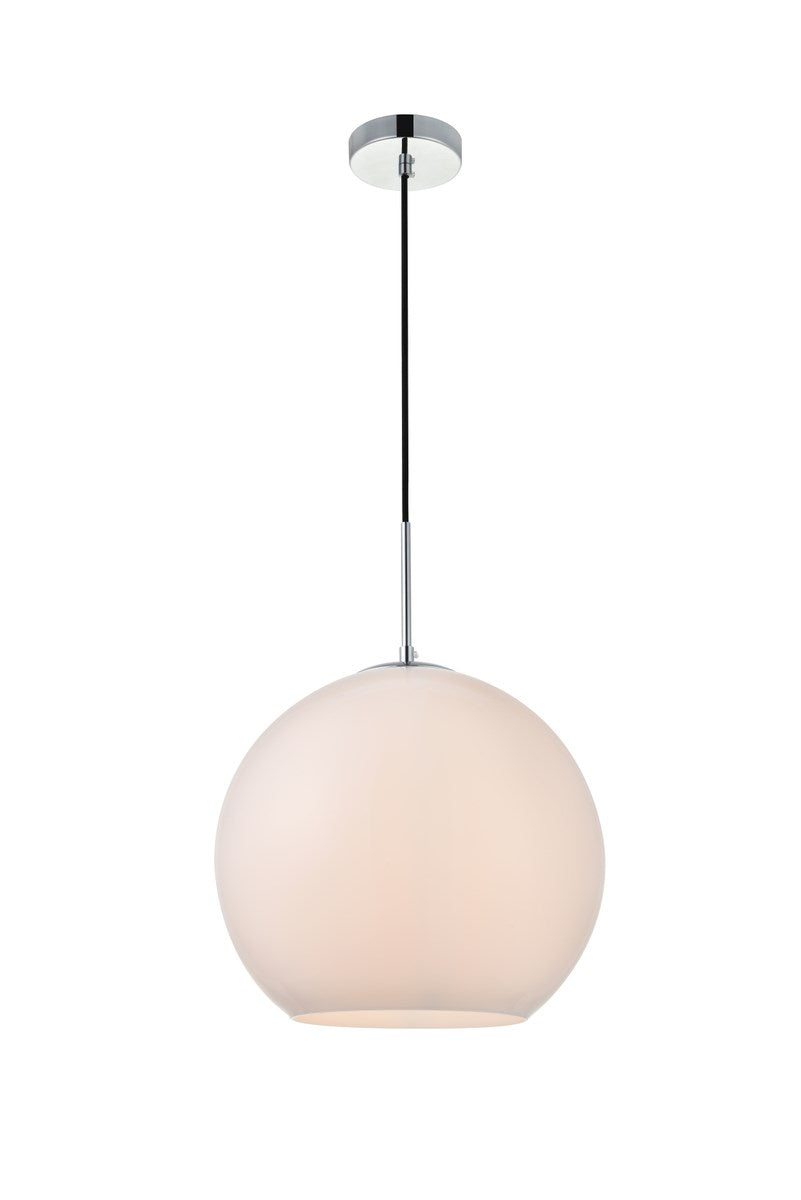 1 Light Chrome Pendant With Frosted White Glass