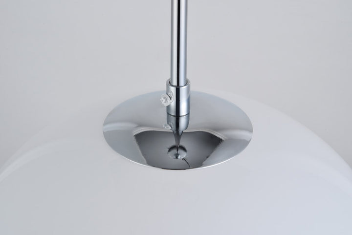 1 Light Chrome Pendant With Frosted White Glass