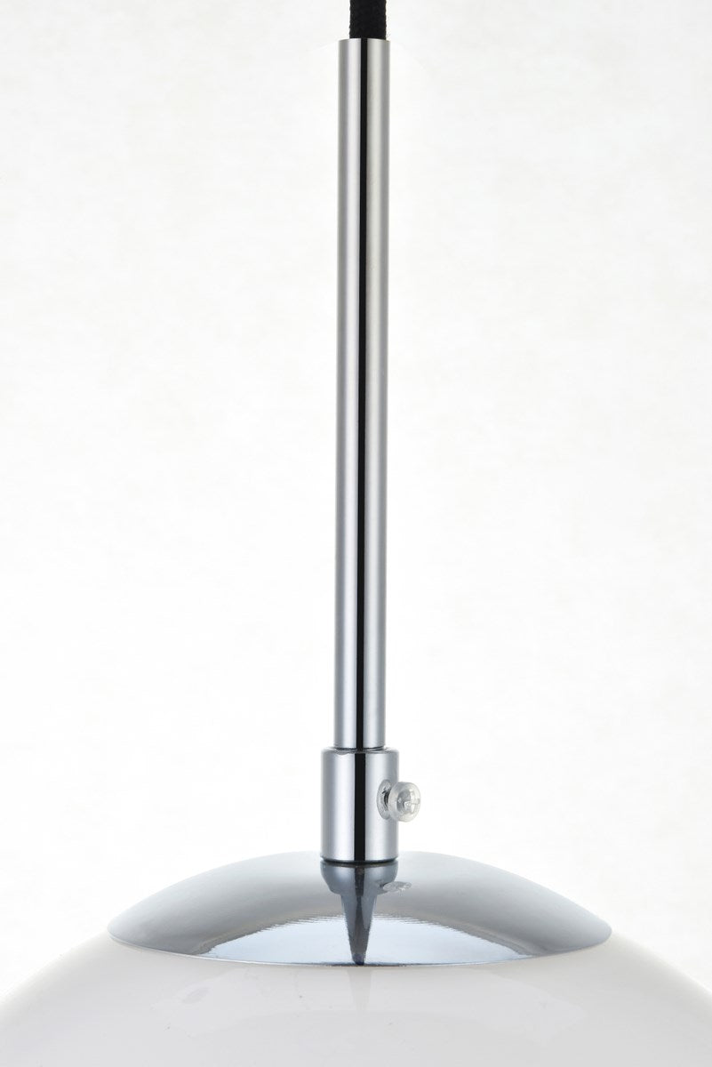 1 Light Chrome Pendant With Frosted White Glass